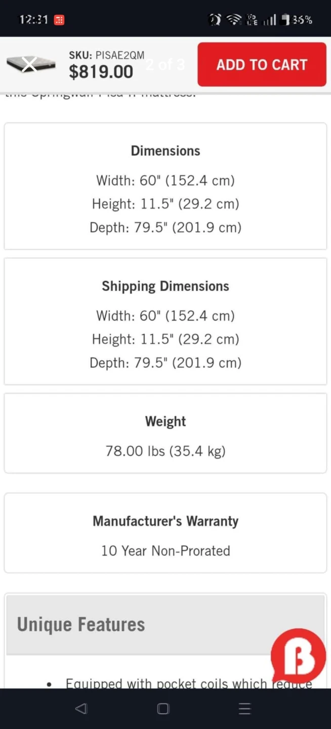 Springwall Pisa II Eurotop Queen Mattress - photo 2
