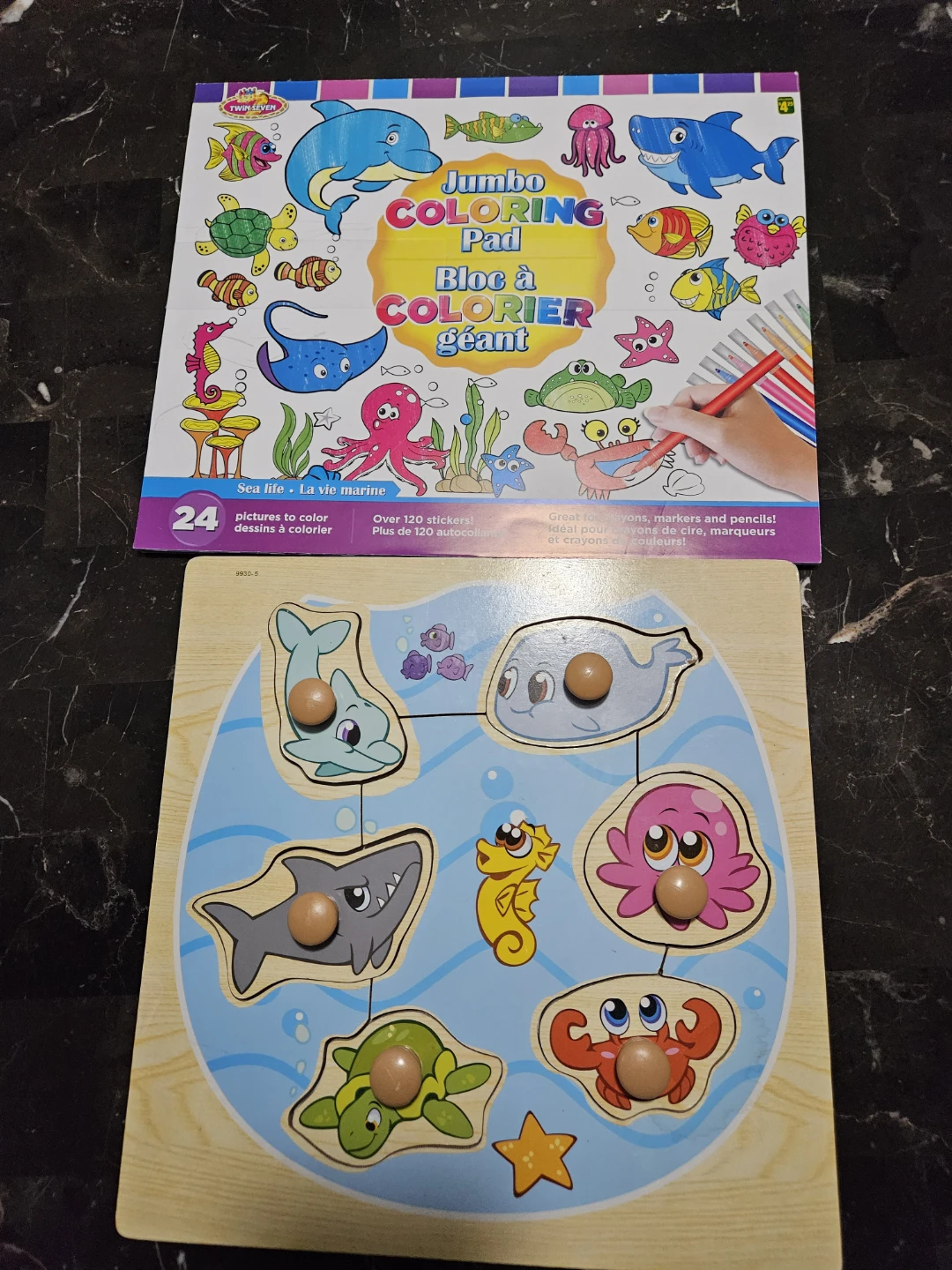 Jumbo Sea Life Coloring Pad with Stickers & Wooden Puzzle