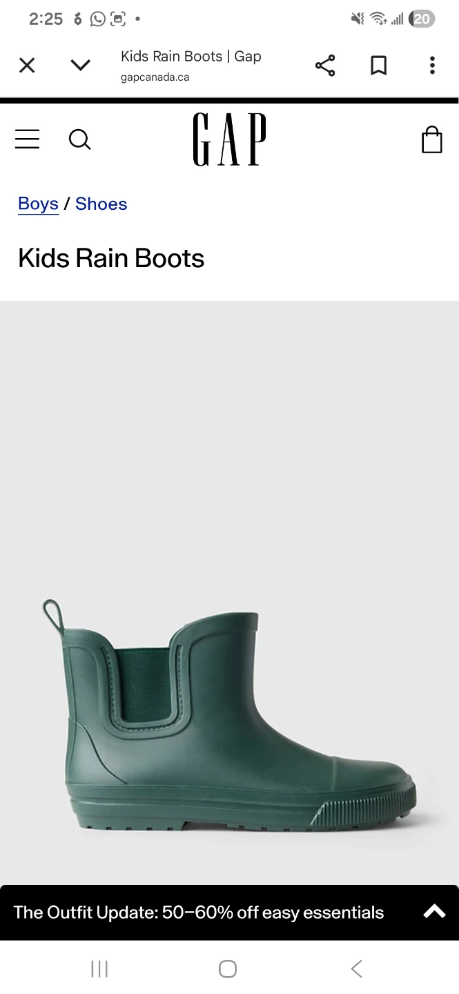 GAP Kids Green Rain Boots Size 1/2 - photo 3