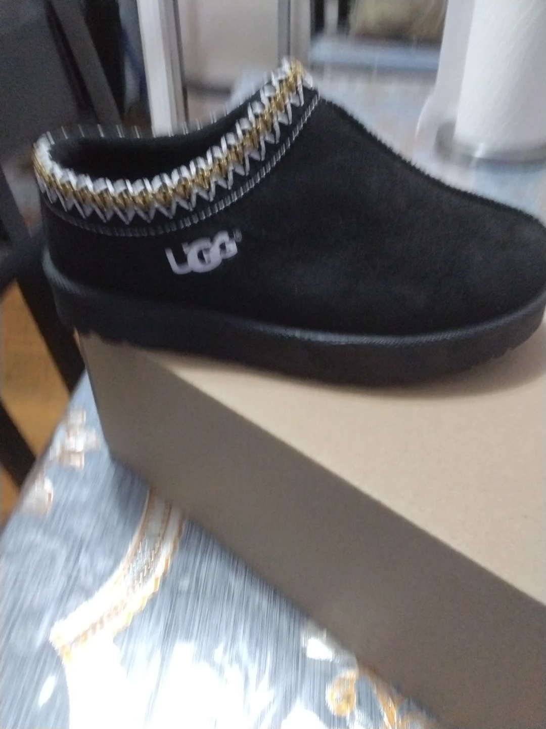 UGG Black Suede Slippers