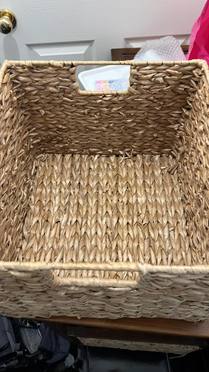 Wooden end table/ Storage unit with Wicker Baskets - photo 2