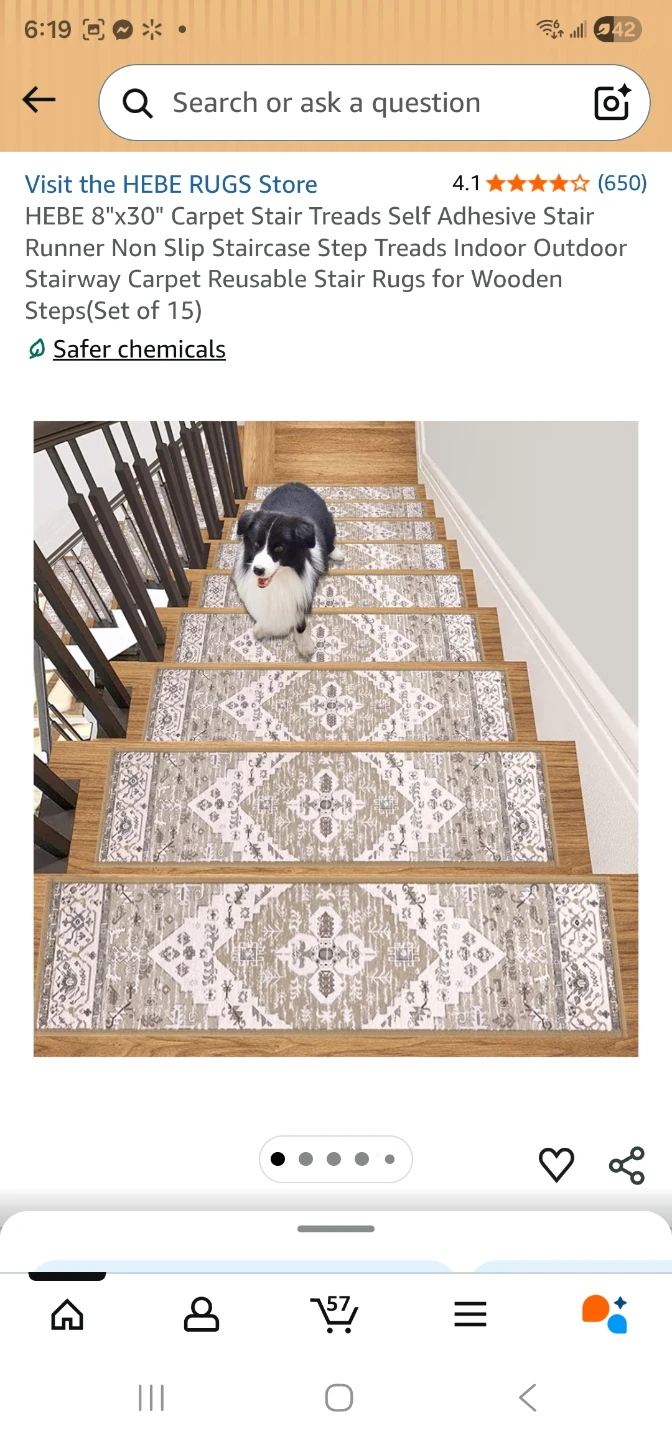 HEBE 8"x30" Carpet Stair Treads Set of 15