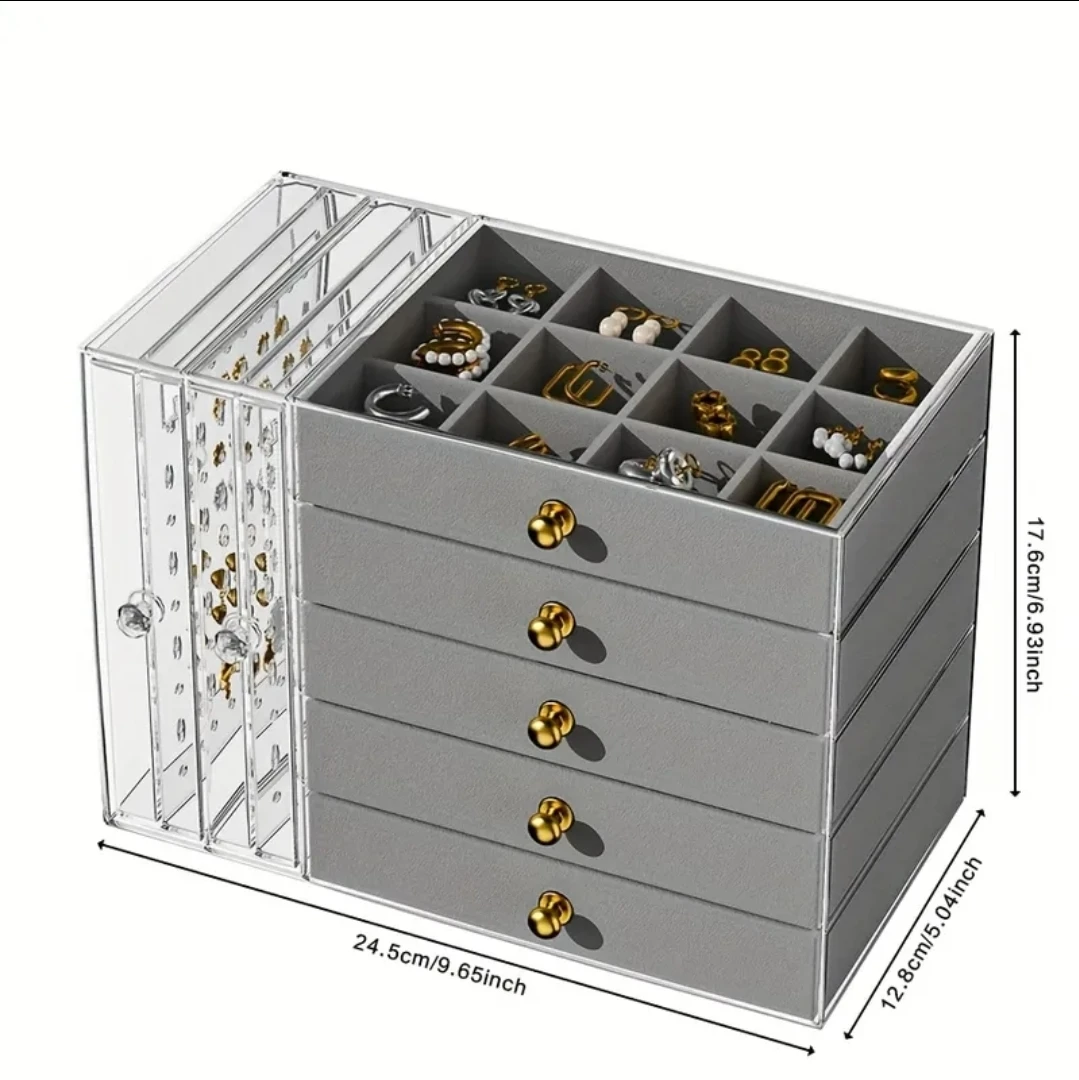 Brand new Jewelry Organizer Box with 5 Drawers Grey - photo 4