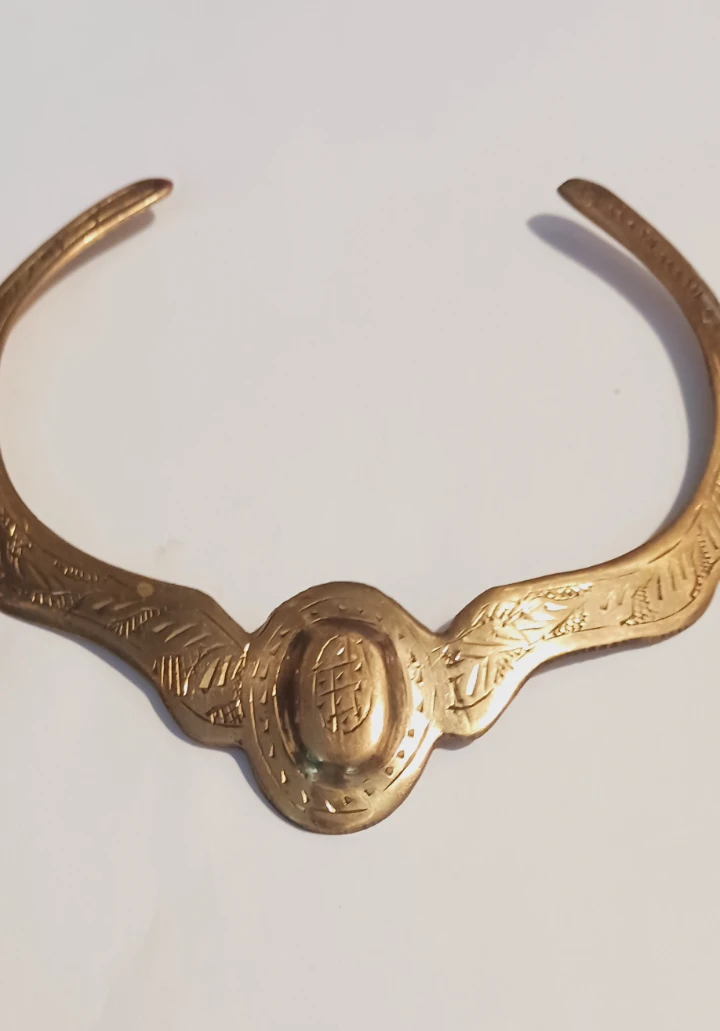 Egyptian Revival  Engraved Brass Collar Necklace - photo 2