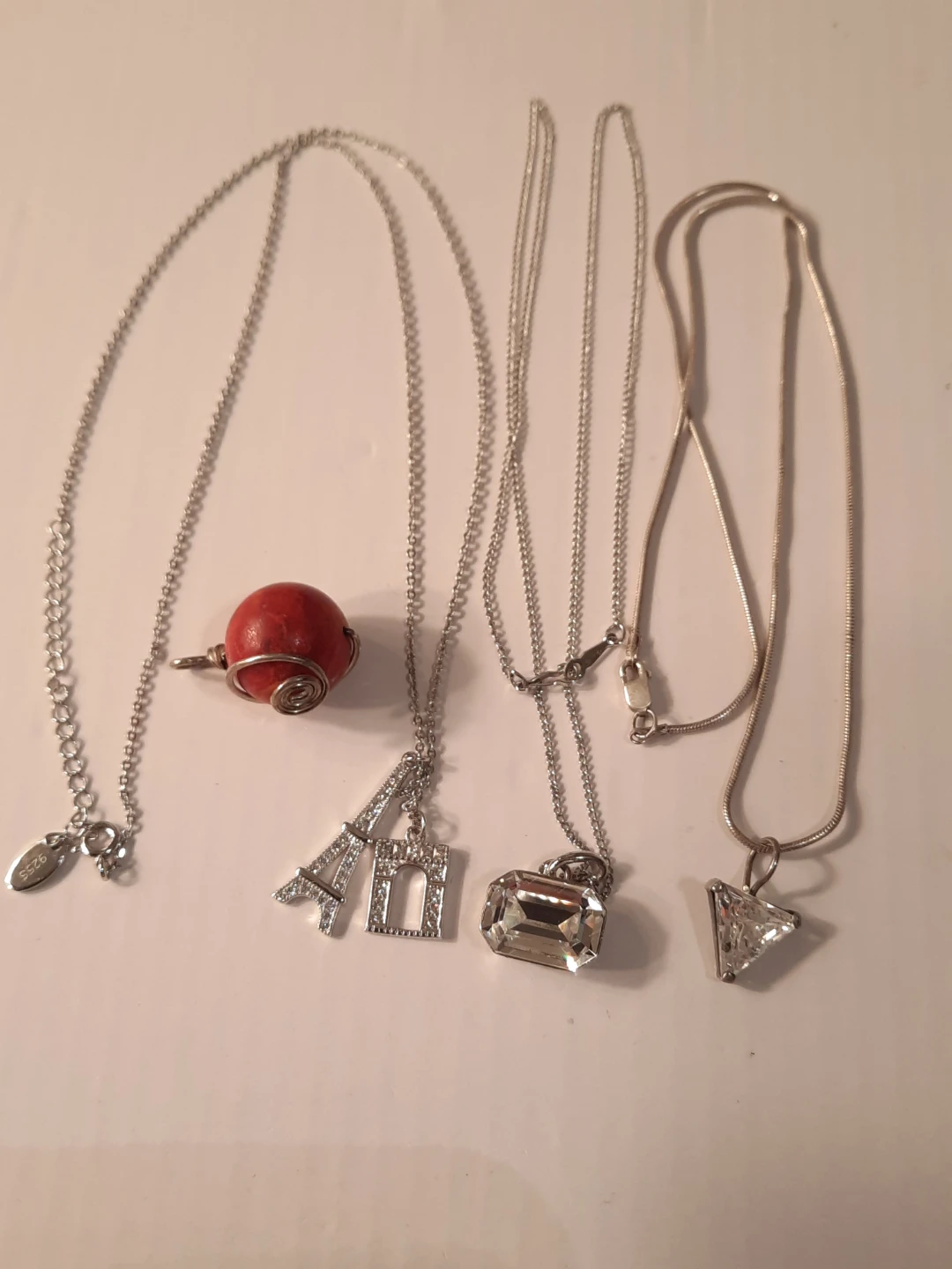 Sterling silver Lot of 4 Necklaces with Pendants