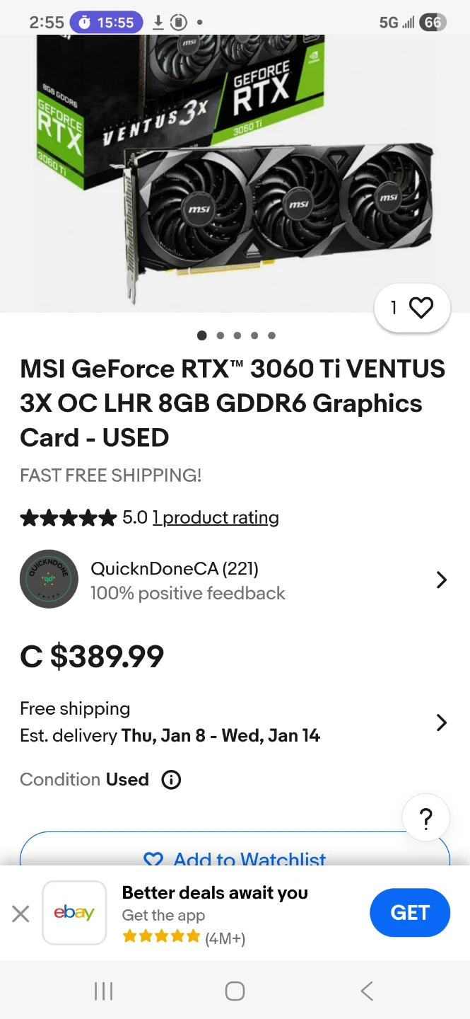 MSI GeForce RTX 3060 Ti Ventus 3X Graphics Card - photo 3