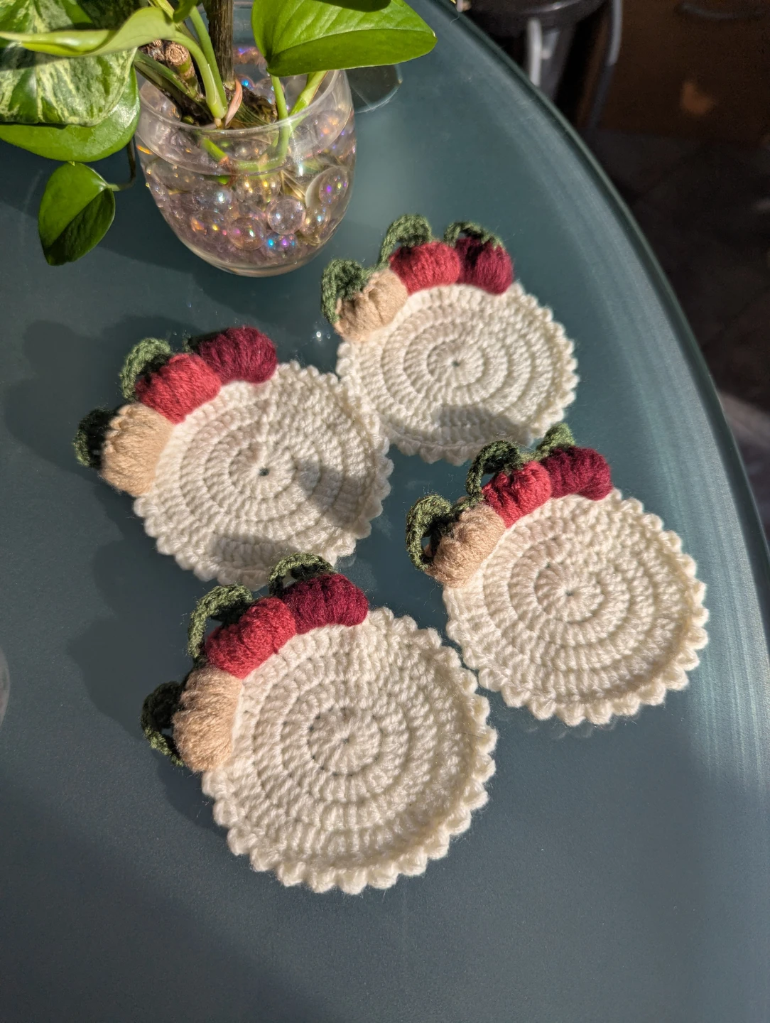 Handmade pumpkin Crochet Coasters - Set of 4 - photo 3