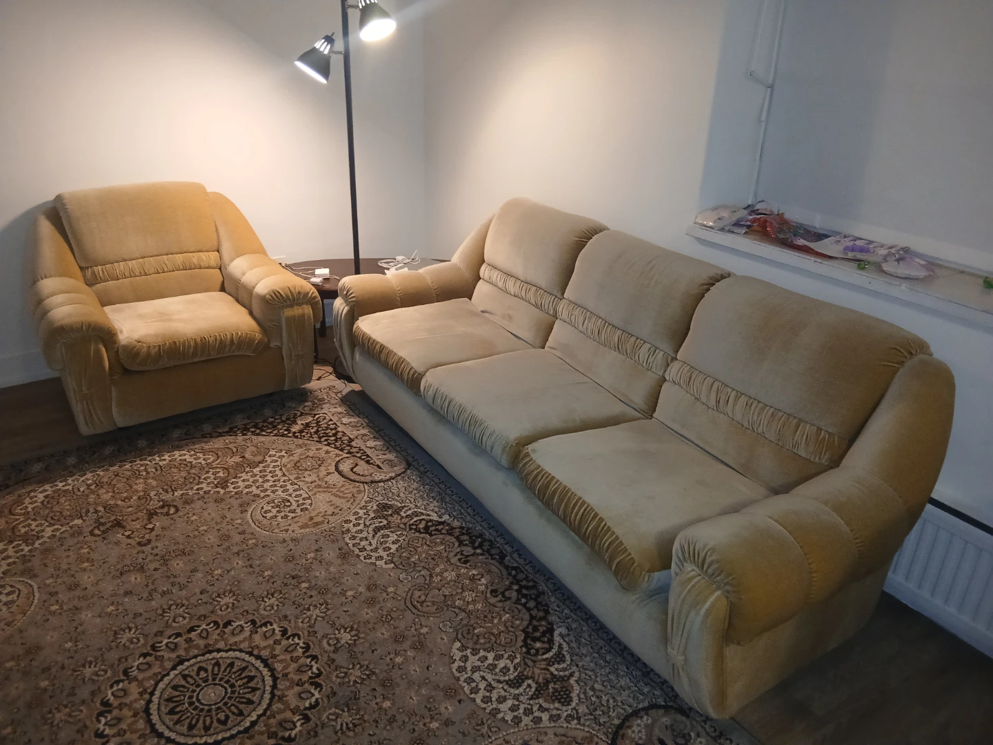 Beige Sofa and Armchair Set
