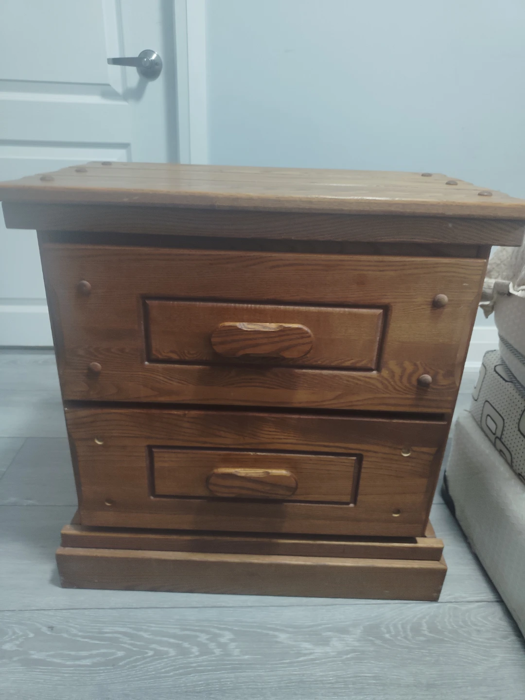 Wooden Bedside Table with Two Drawers