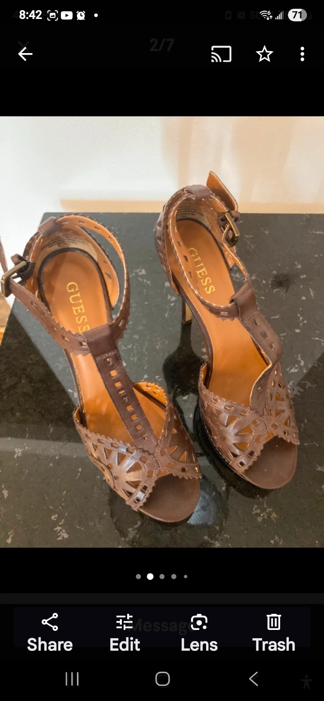 Guess Women's Brown Laser-Cut Heels