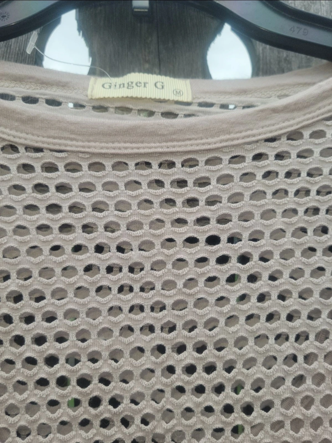 Ginger G Beige Mesh Long Sleeve Top - photo 2