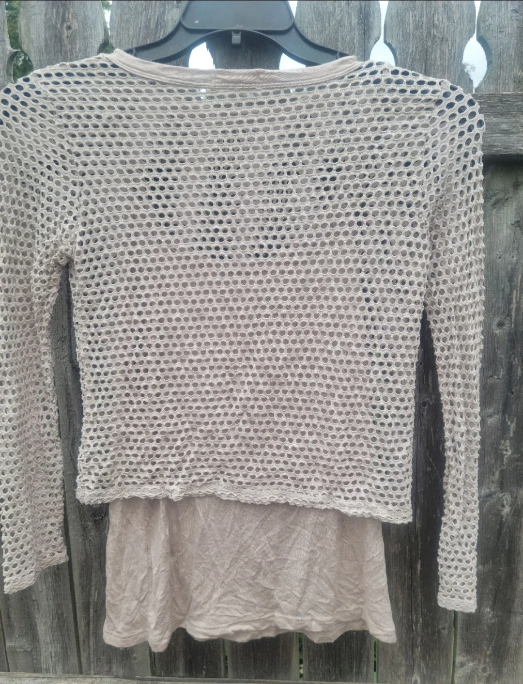 Ginger G Beige Mesh Long Sleeve Top - photo 3