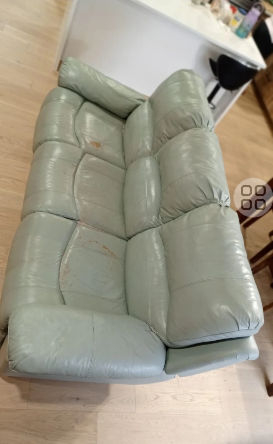 3 Seater Leather Reclining Sofa - Mint blue / Light Grey 🥕 - photo 3