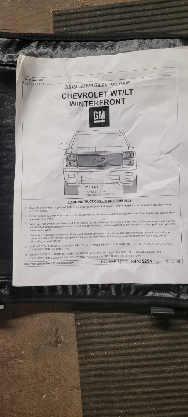 Chevrolet WT/LT Winterfront Cover - photo 2