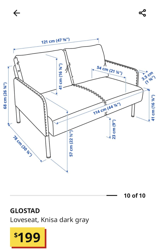 IKEA GLÖSTAD Loveseat, Knisa Light Blue - photo 2