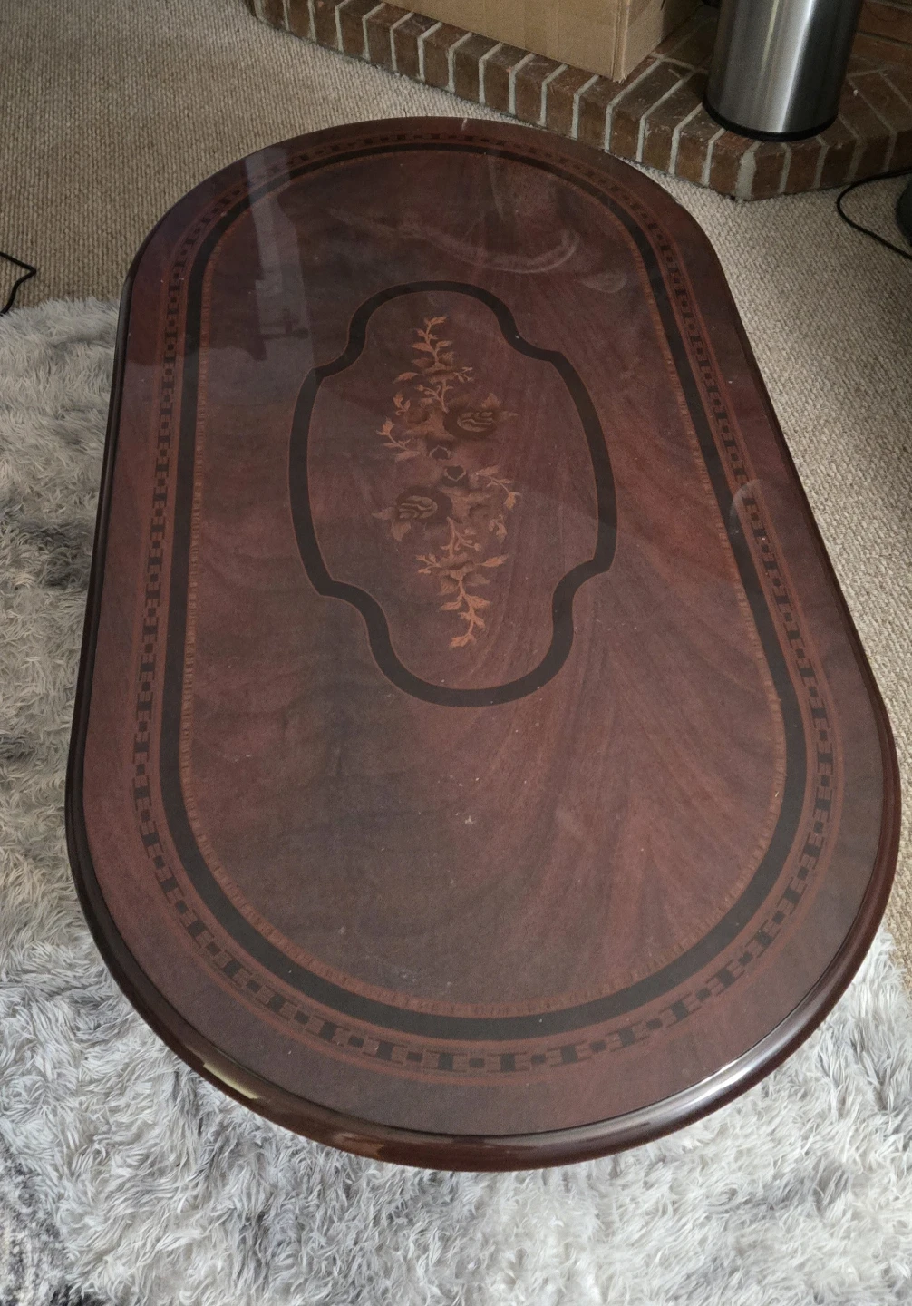 Oval Coffee Table - Dark Wood Finish