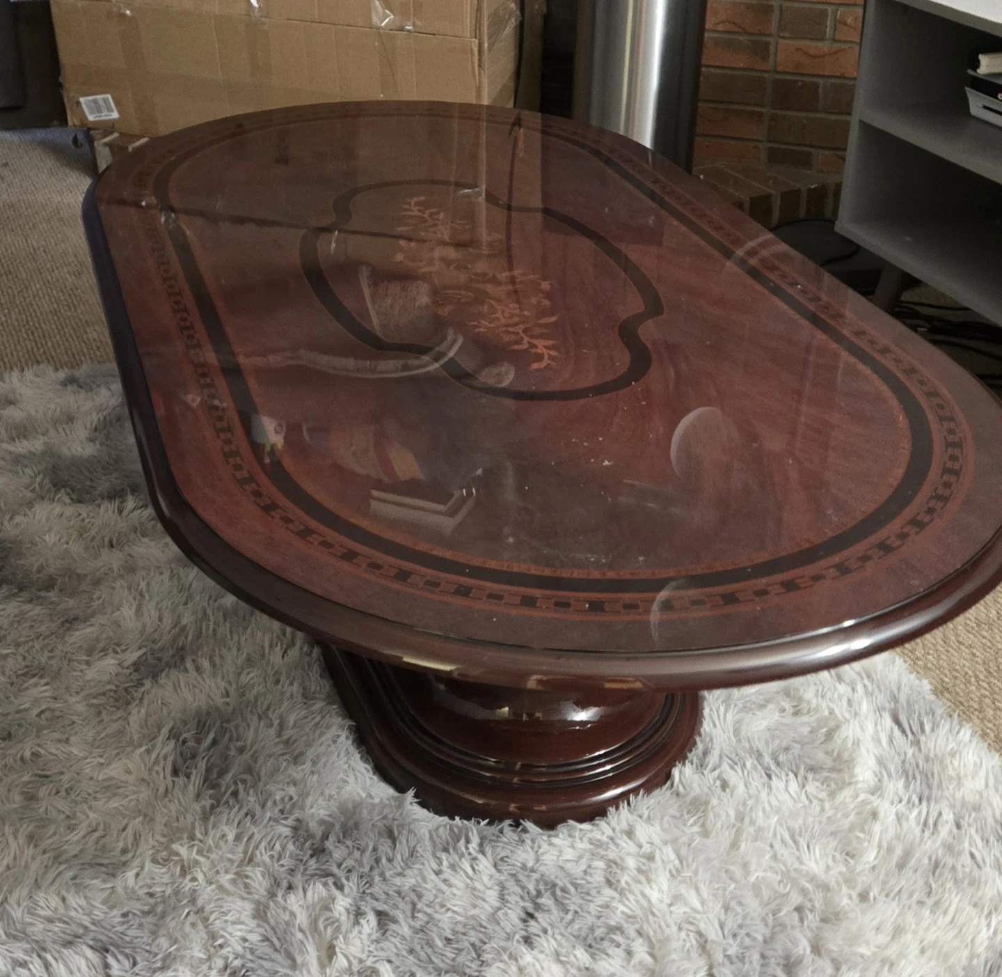 Oval Coffee Table - Dark Wood Finish - photo 2