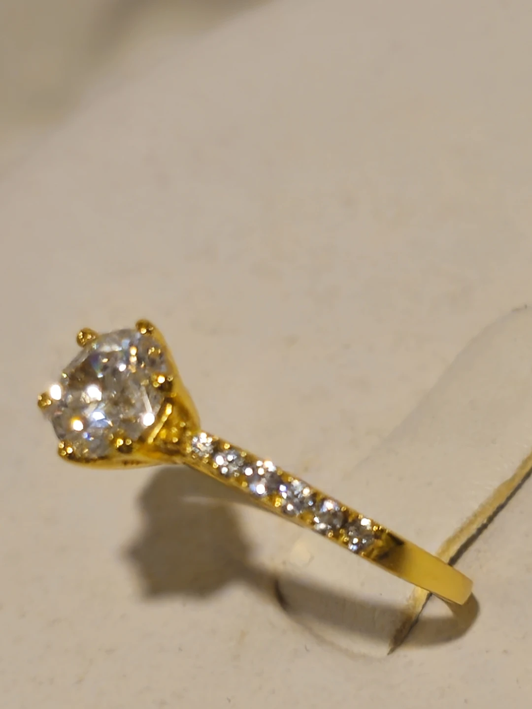 Gold-tone ring with clear stones - photo 2