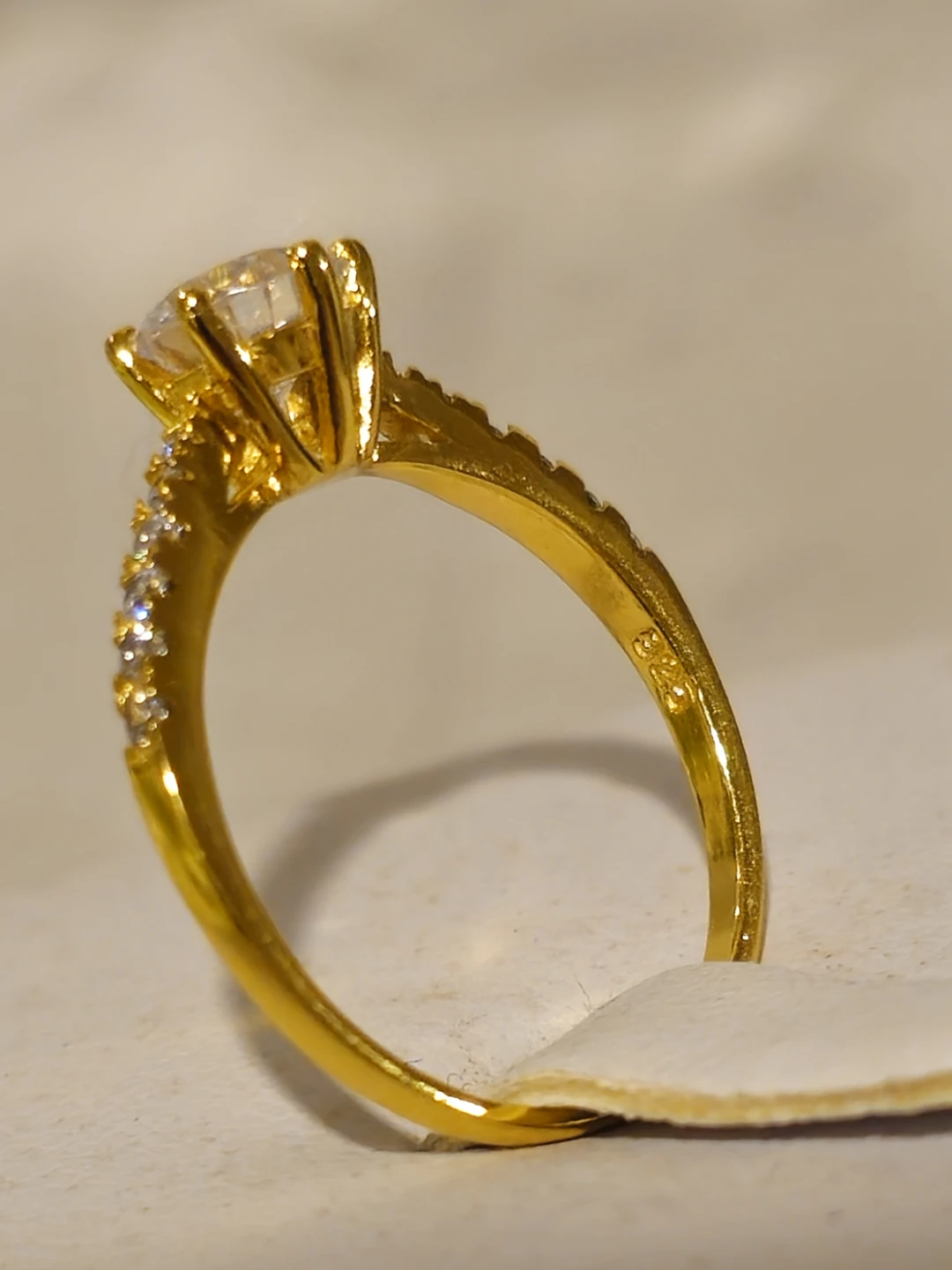 Gold-tone ring with clear stones - photo 3
