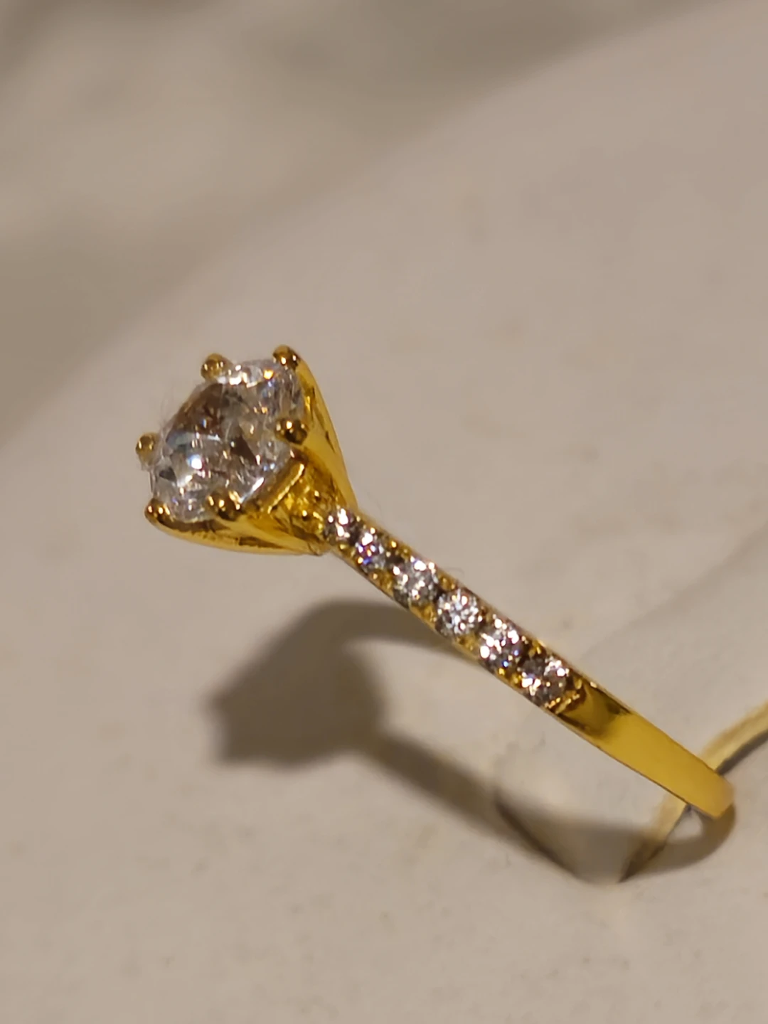 Gold-tone ring with clear stones - photo 4