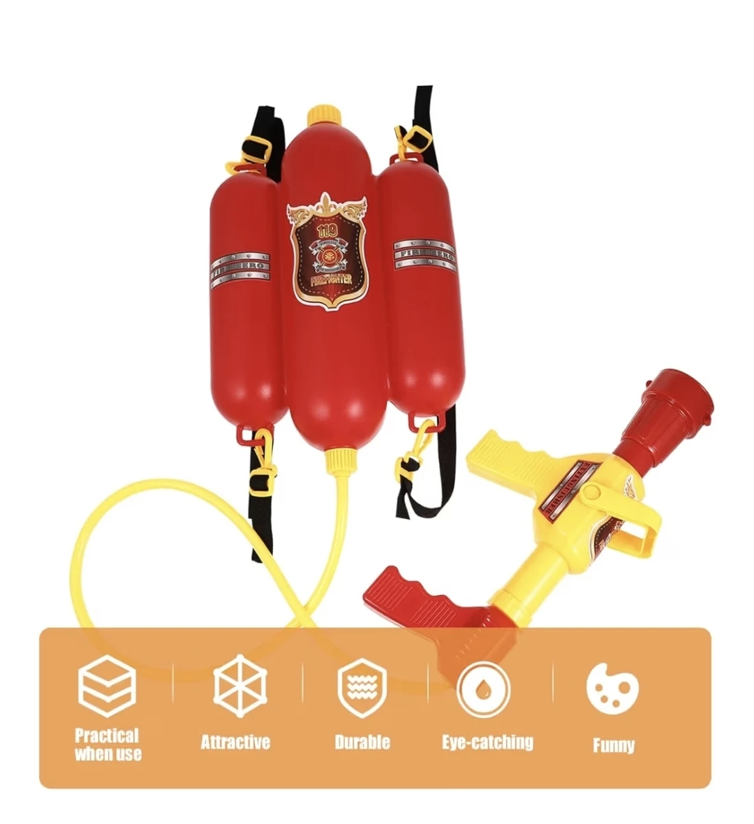 Firefighter Backpack Water Toy for Kids Adjustable Straps - photo 5