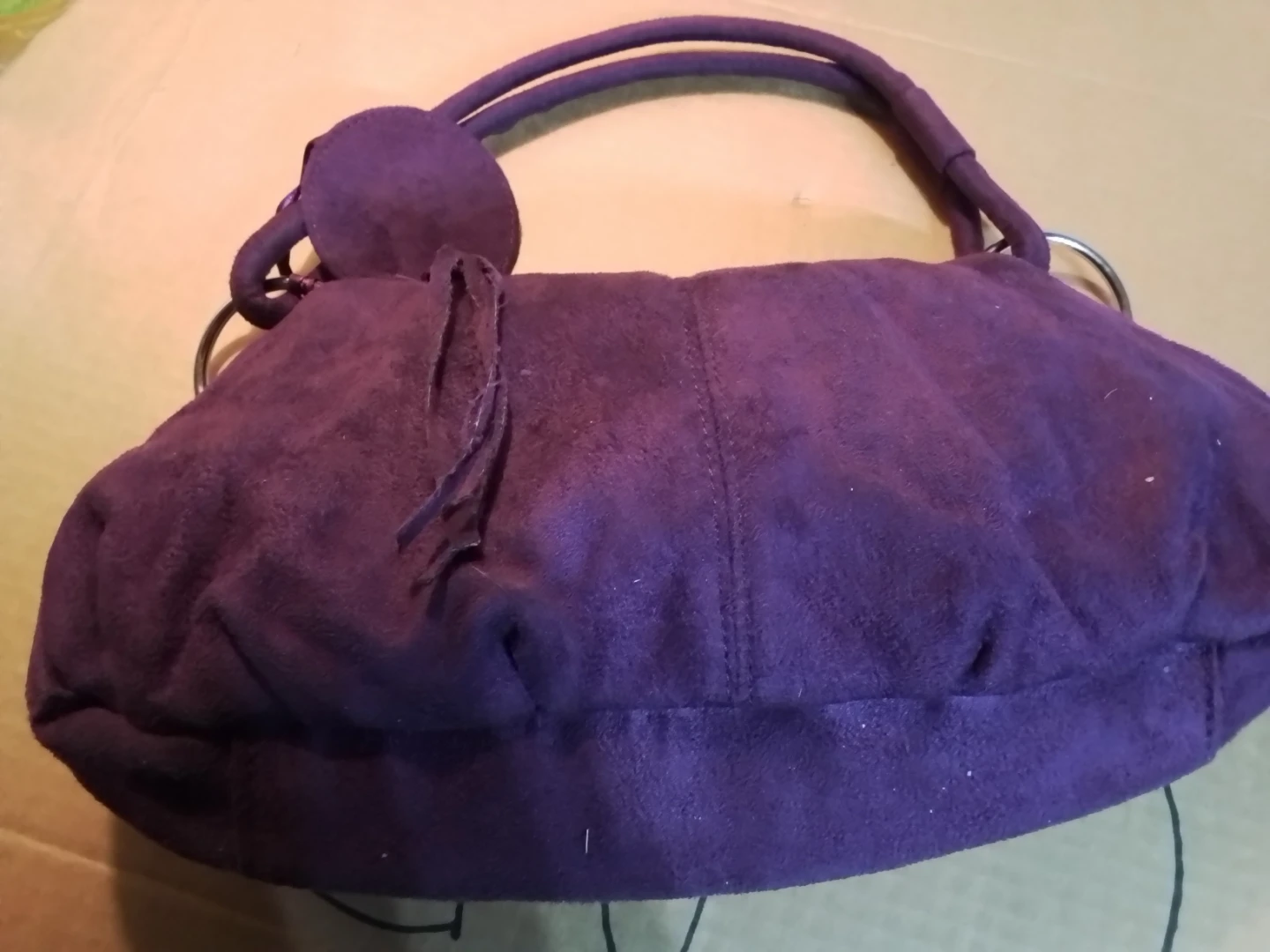 Vintage Suede Purple Avon Handbag Organizer Shoulder Bag 14x8" - photo 3
