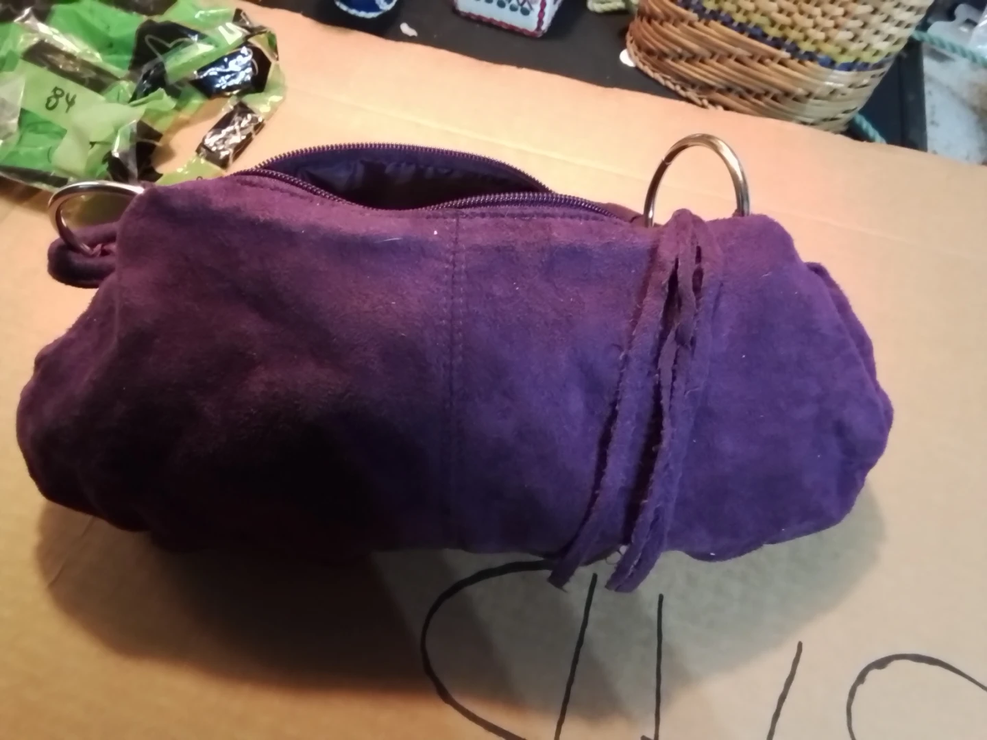 Vintage Suede Purple Avon Handbag Organizer Shoulder Bag 14x8" - photo 4