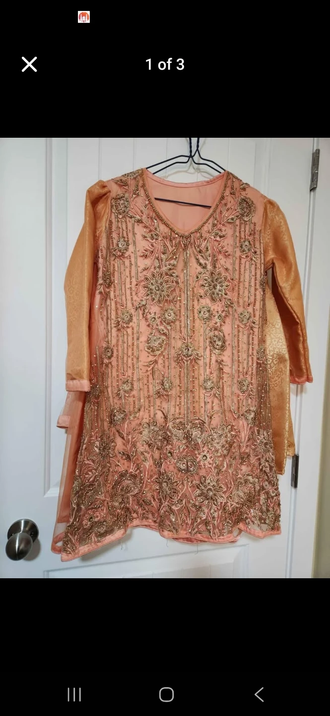 Peach Embellished gharara suit