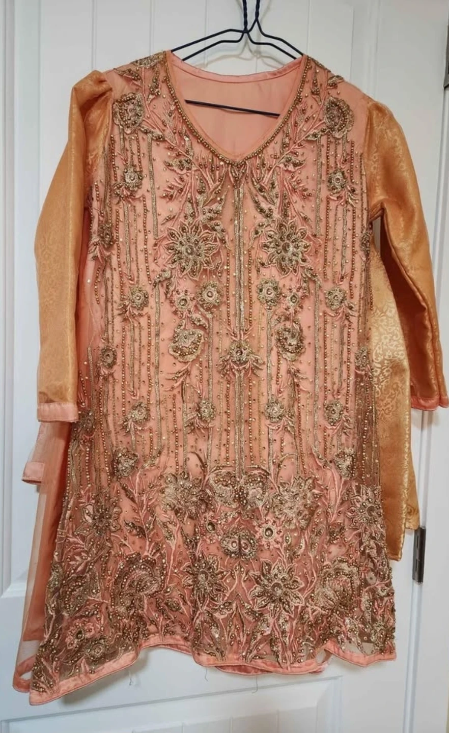Peach Embellished gharara suit - photo 4