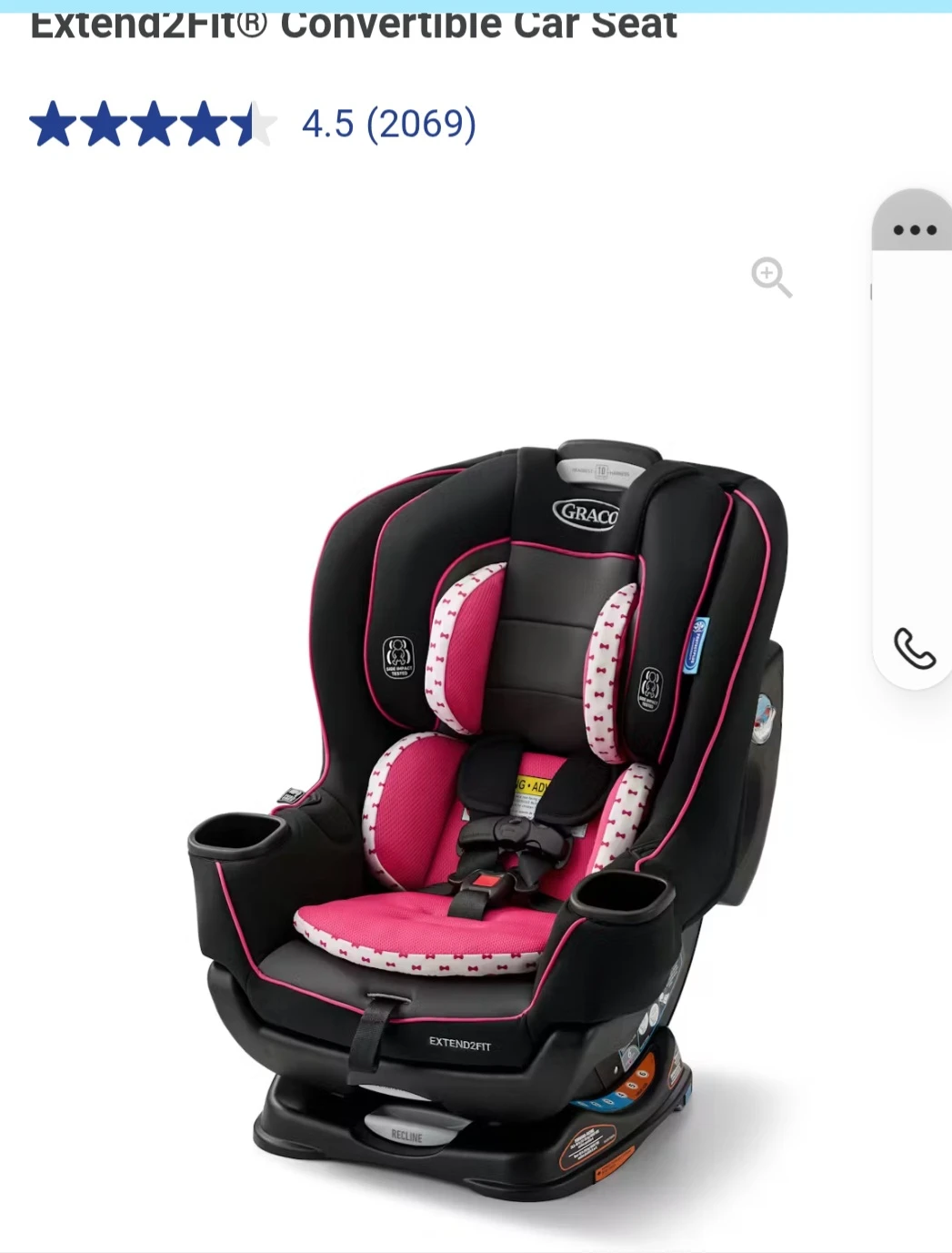 Graco Extend2Fit Convertible Car Seat - Pink/Black - photo 2
