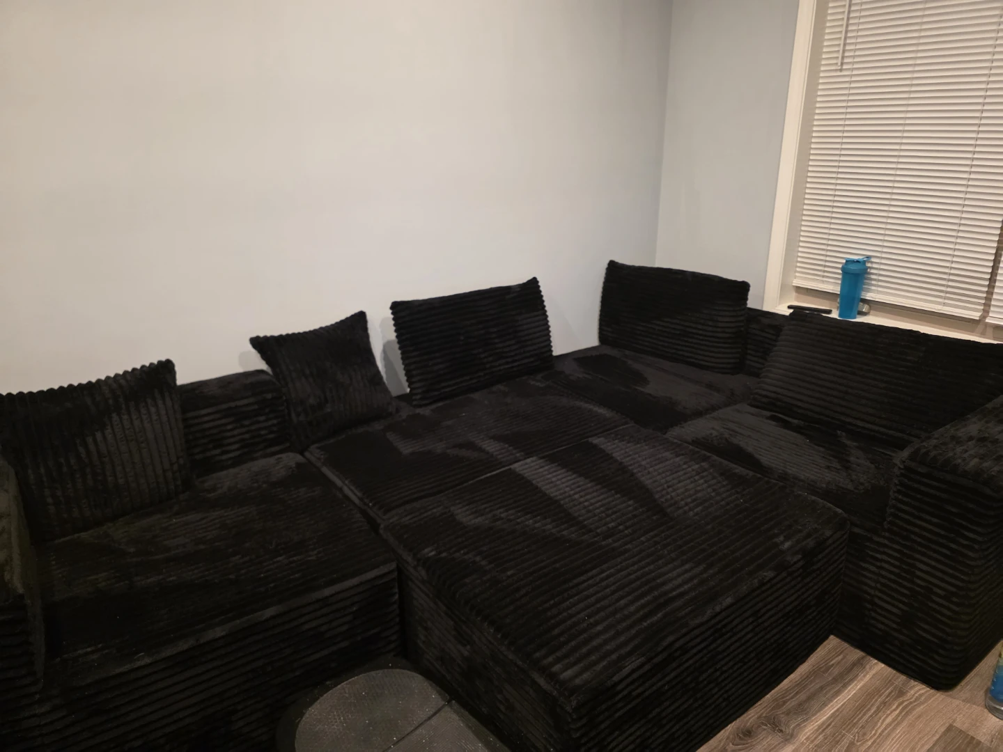 Black Corduroy Sectional Sofa - 110.24 in
