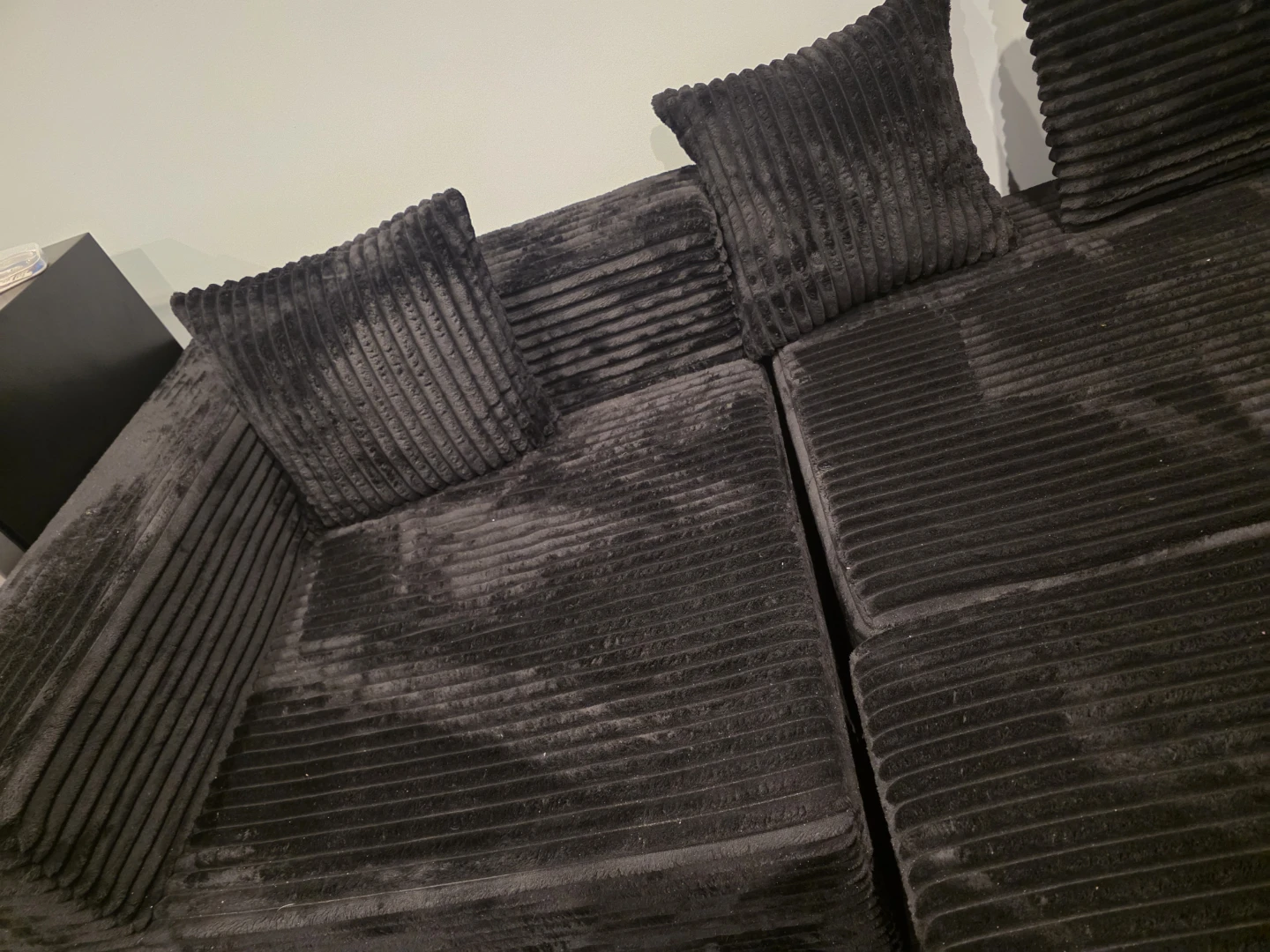 Black Corduroy Sectional Sofa - 110.24 in - photo 2