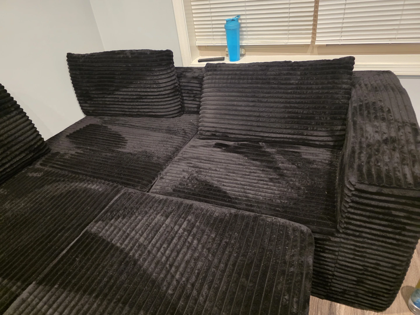 Black Corduroy Sectional Sofa - 110.24 in - photo 3