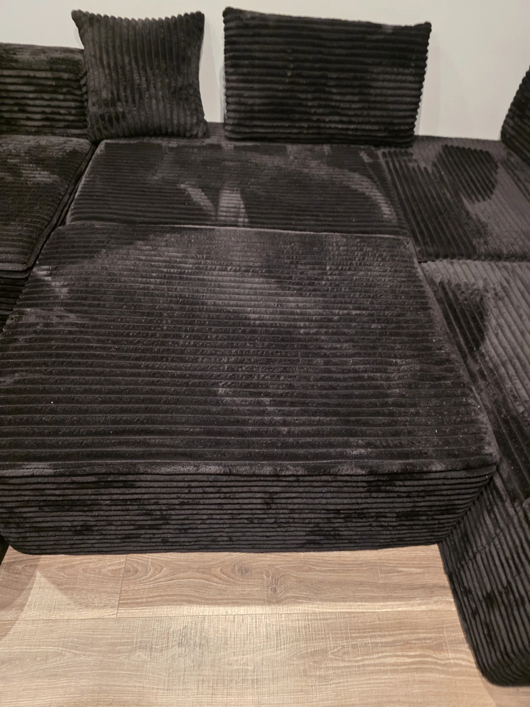 Black Corduroy Sectional Sofa - 110.24 in - photo 4