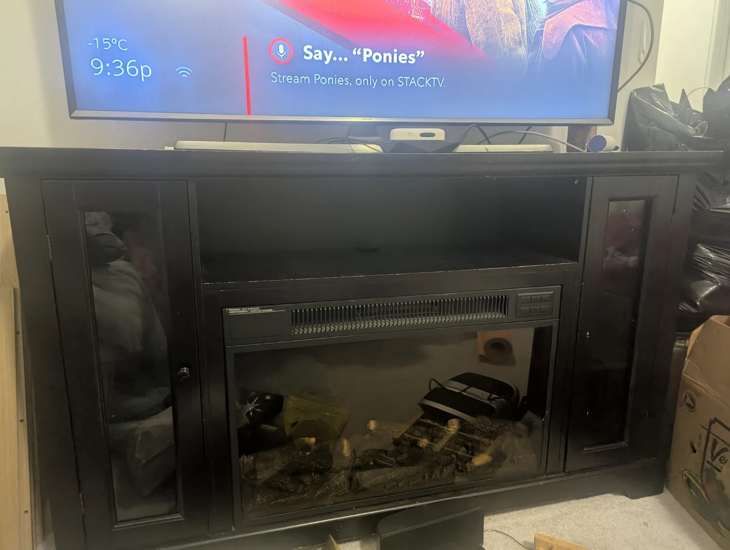 Black Electric Fireplace Media Console - photo 2