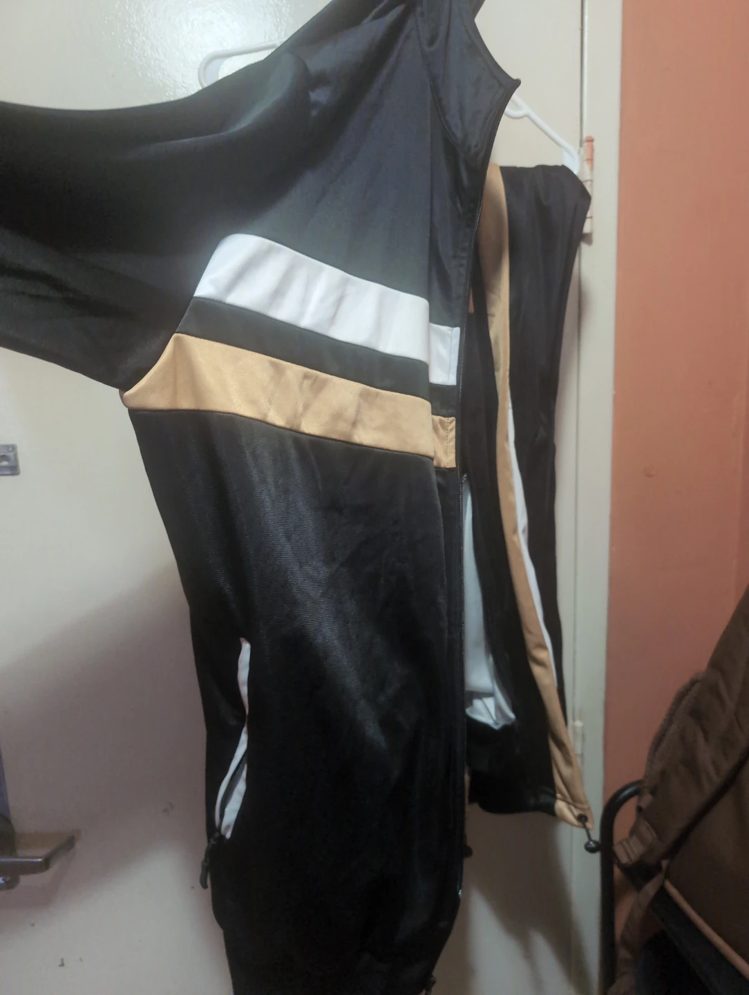 Black Tracksuit with Gold and White Stripes - photo 2