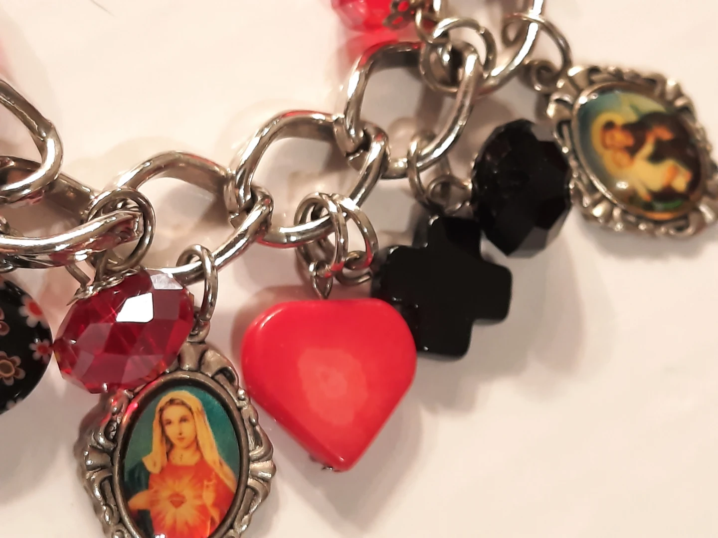 Charm Bracelet with Religious and Heart Charms - photo 4