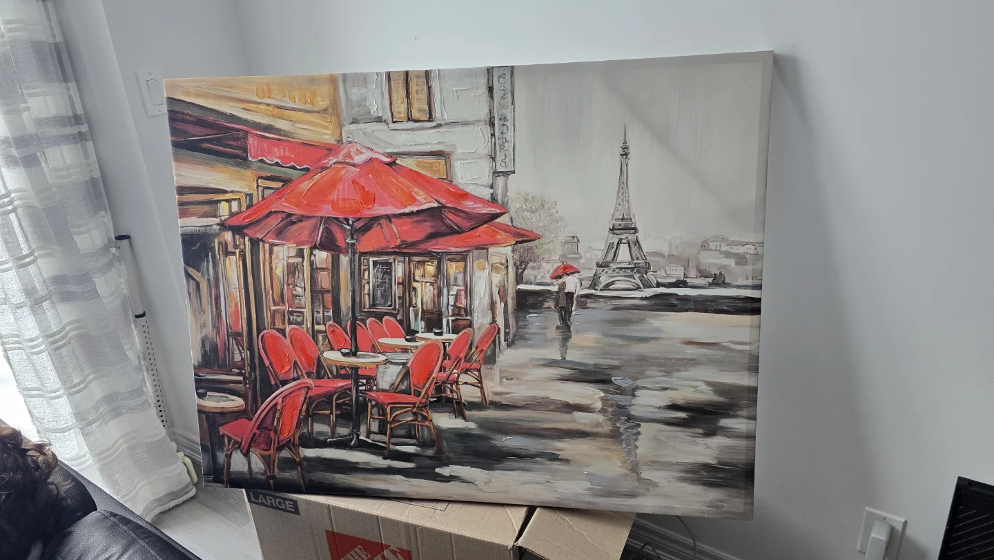 Large Paris Cafe Scene Canvas Wall Art