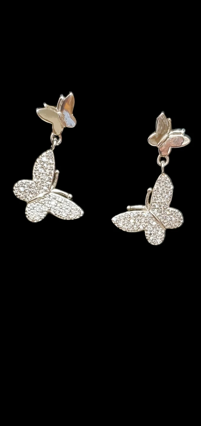Butterfly 925 CZ Dangle Earrings