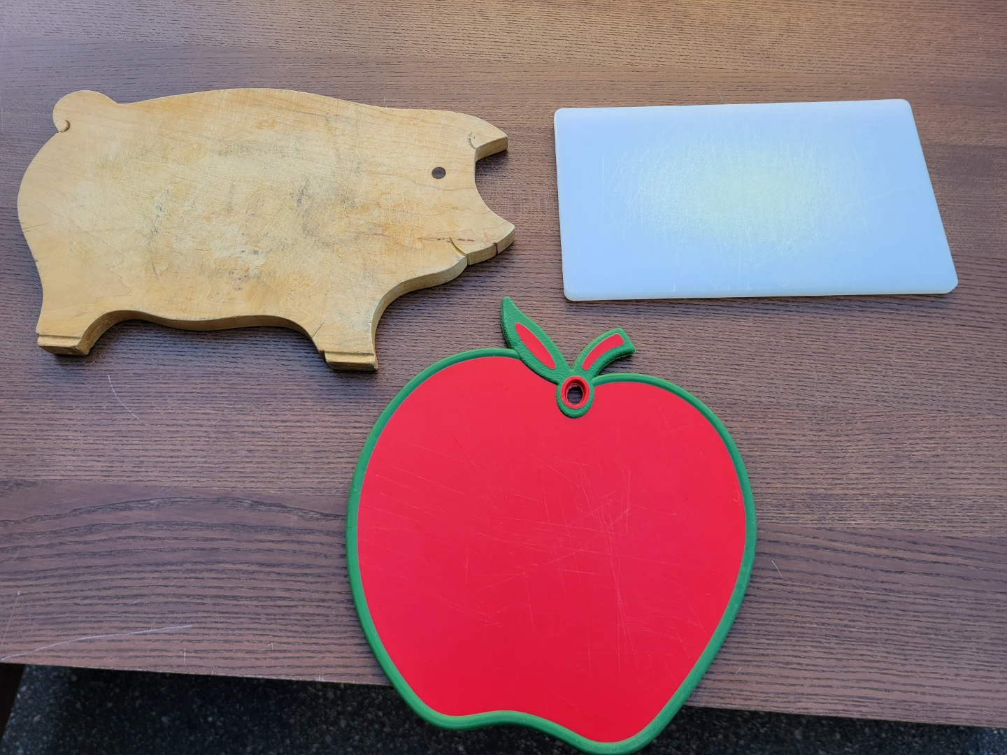 3 Cutting Boards - Pig, Apple, White