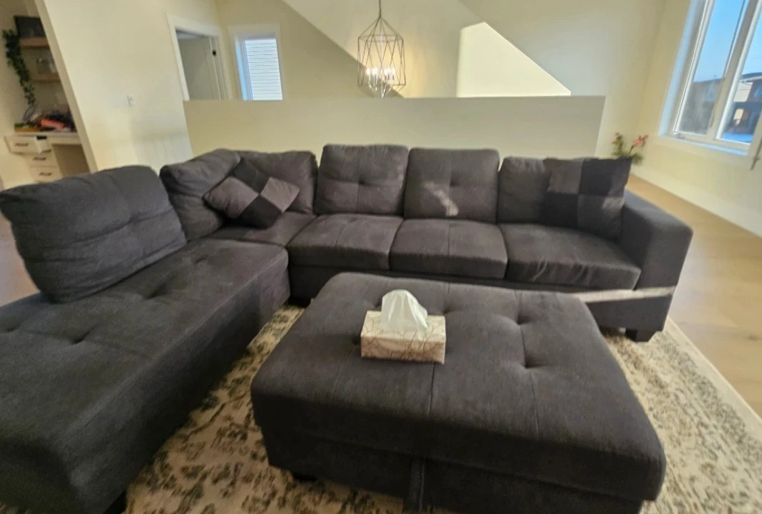 Grey Sectional Couch with Ottoman - photo 2
