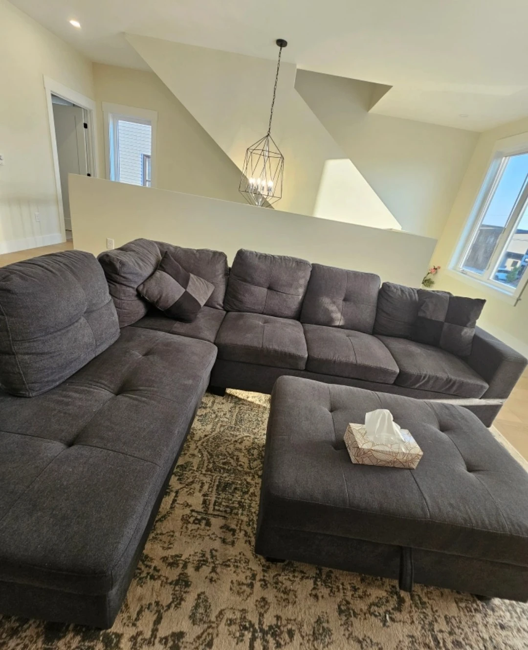 Grey Sectional Couch with Ottoman - photo 3