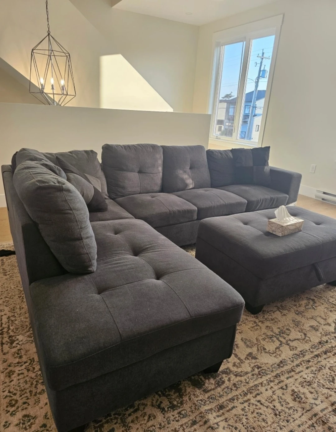 Grey Sectional Couch with Ottoman - photo 4
