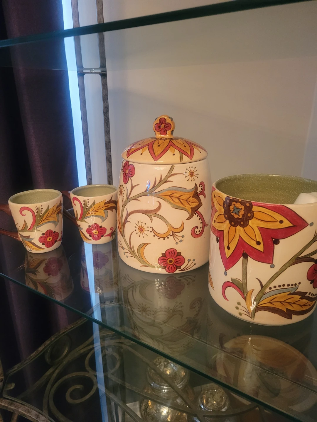 Floral Ceramic Canister Set with Mugs