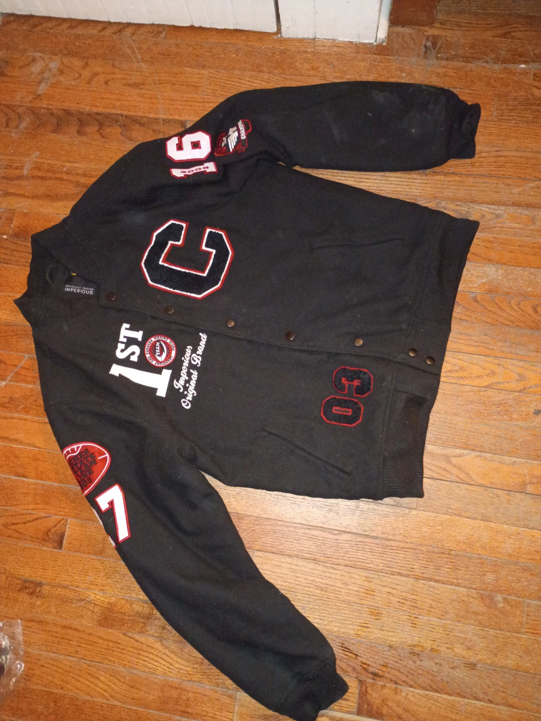 Black "Imperious Original Brand" Varsity Jacket