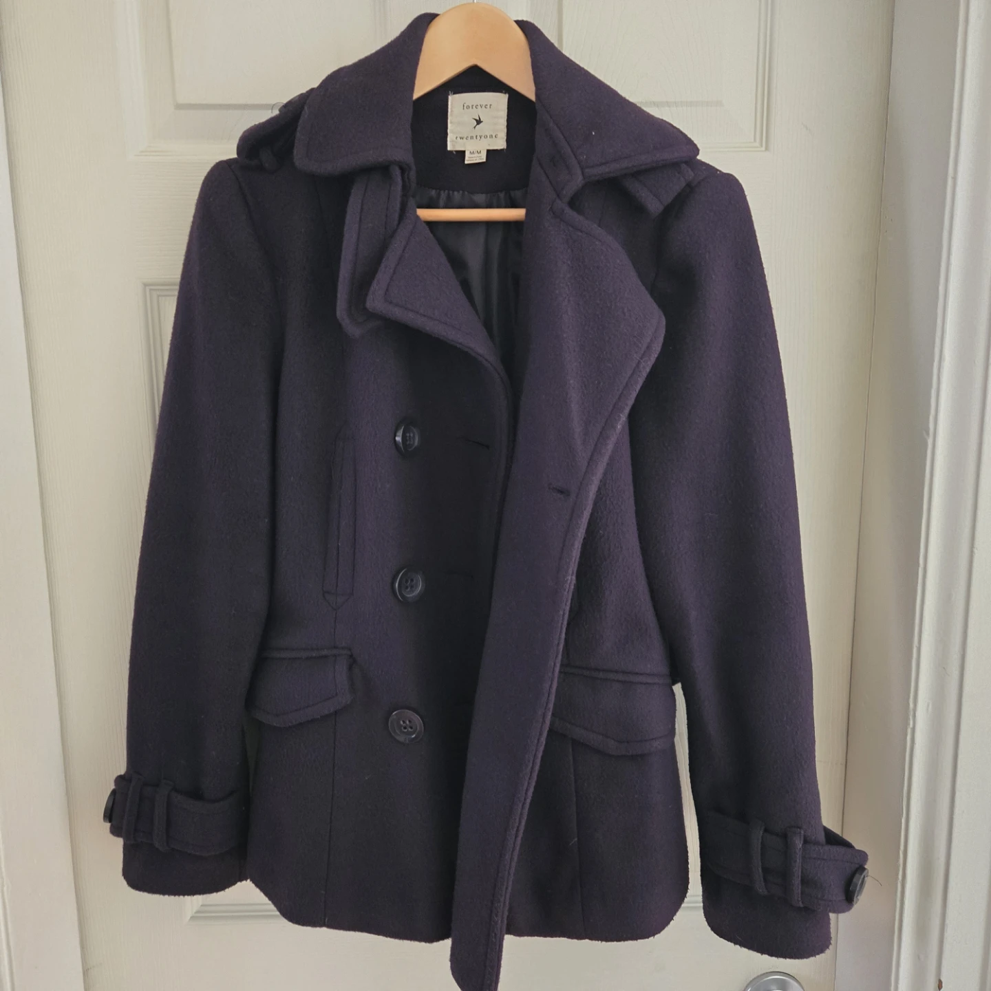 Forever 21 Purple Pea Coat - Size M