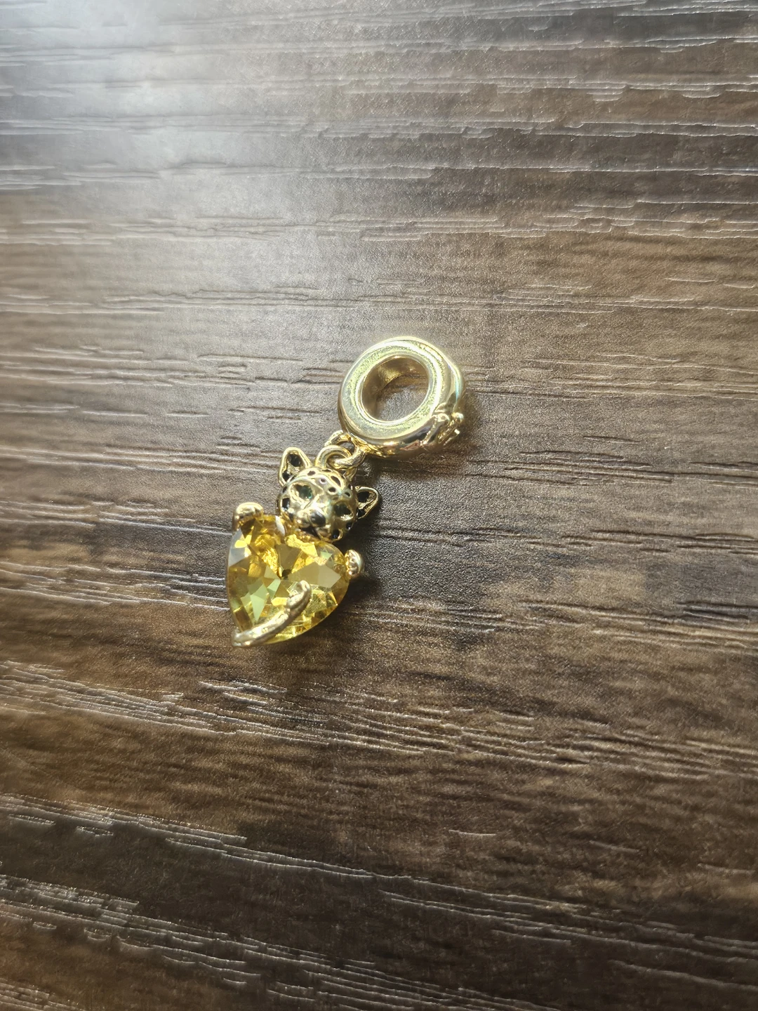 S925 Gold Leopard Heart Charm - photo 3