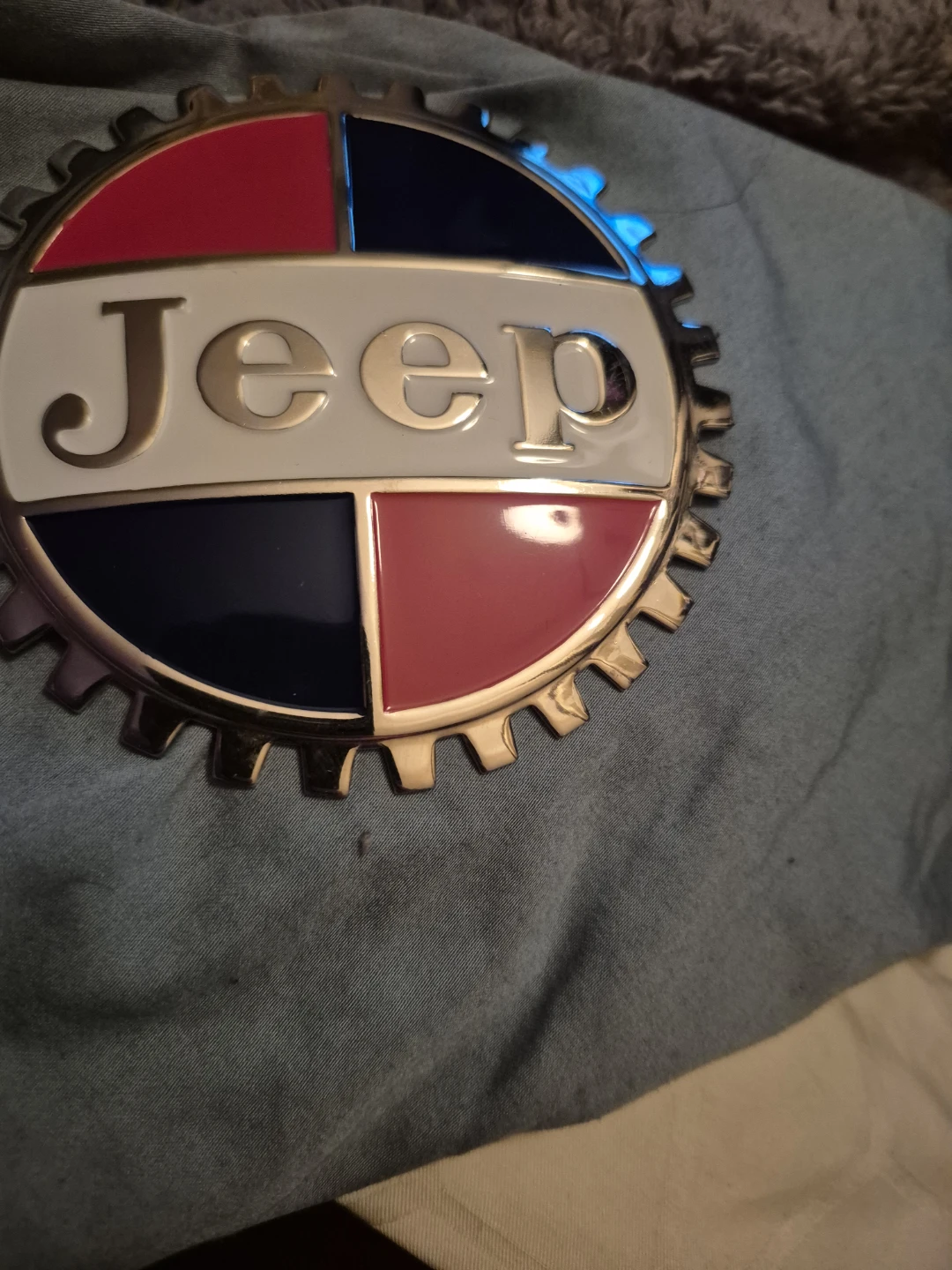 Vintage Jeep badge, Kaiser era badge Chrome Antique - photo 3
