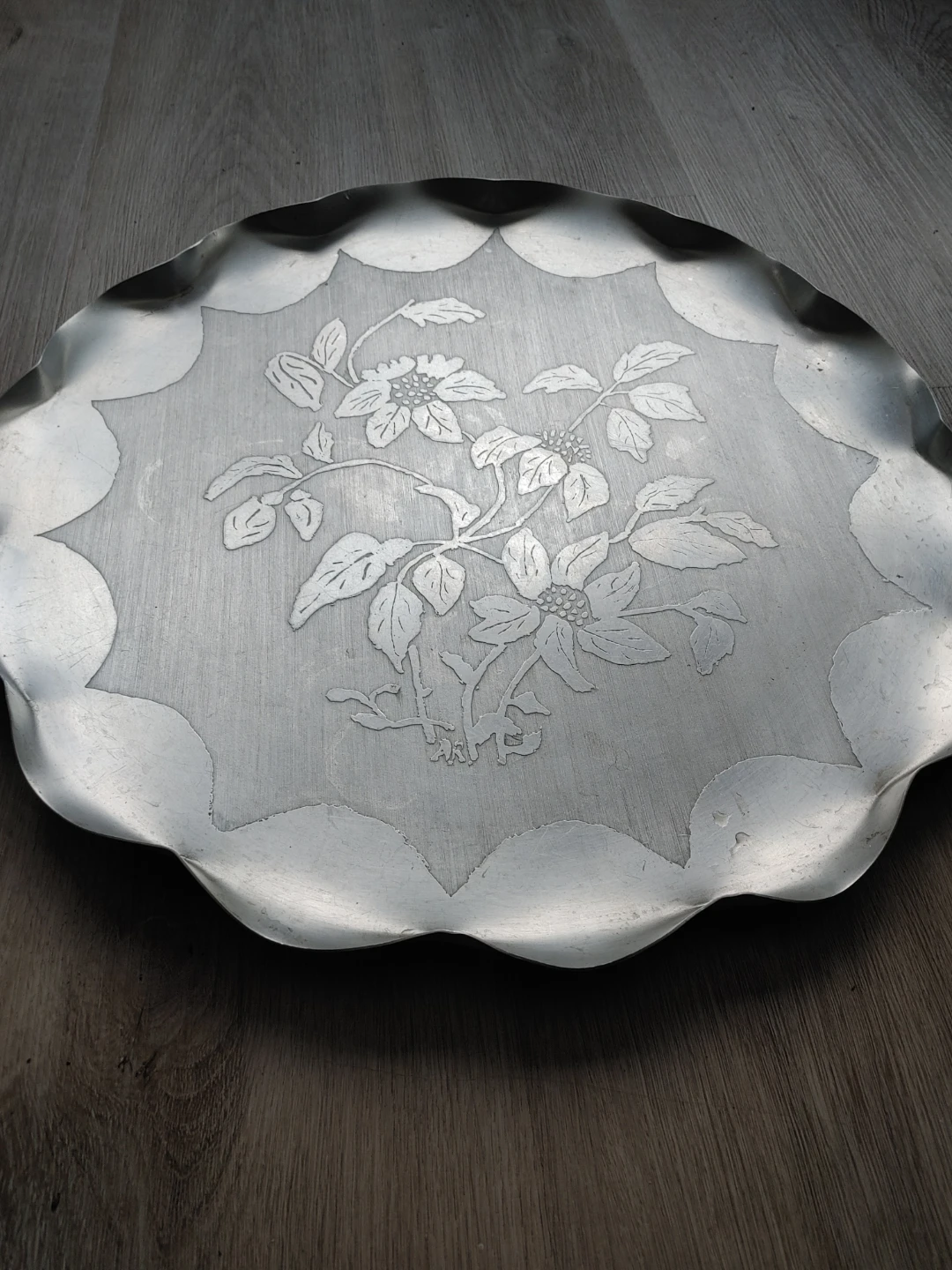Silver Floral Etched Tray