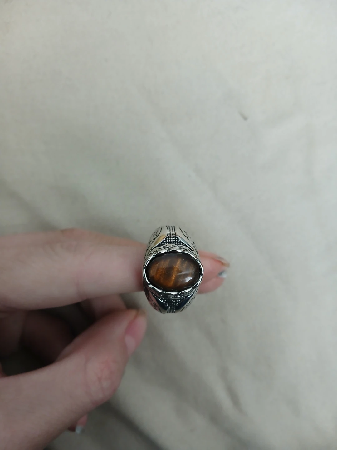 926 Silver And Tiger's Eye Stone Ring